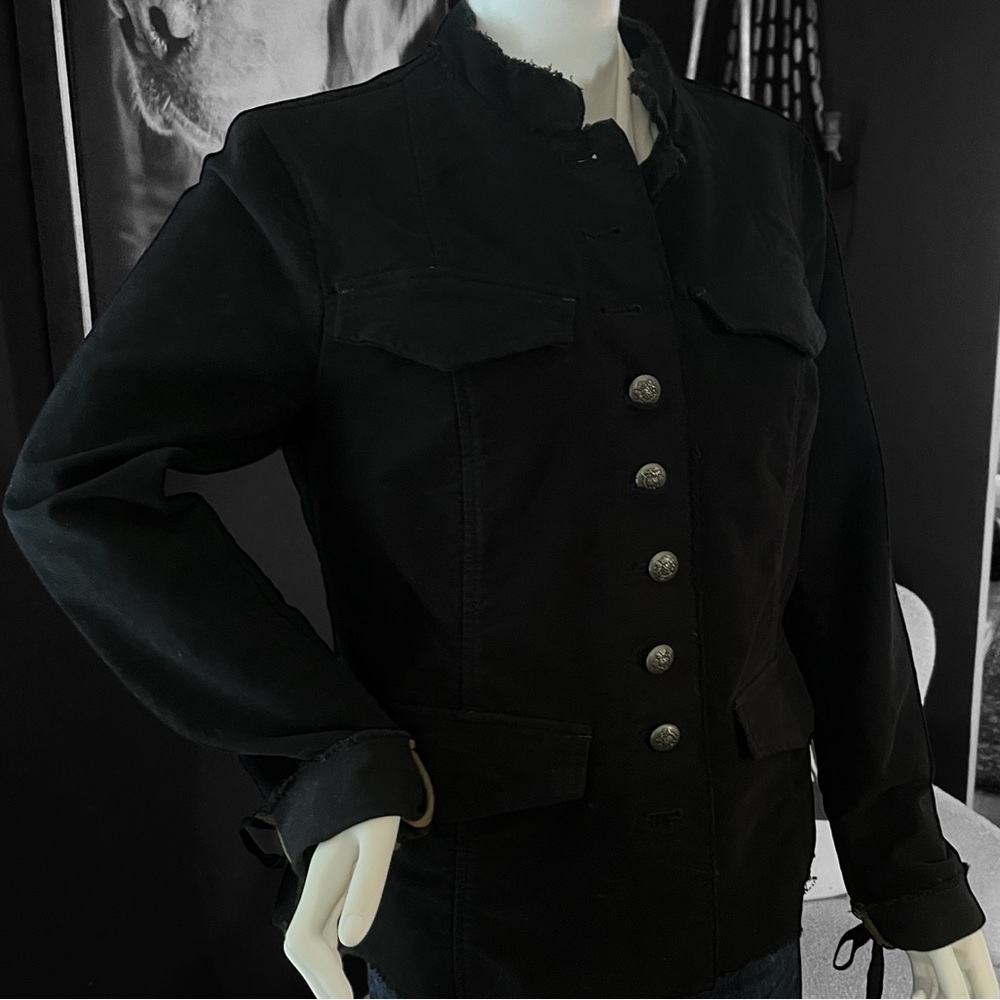 Free People Black Faux Suede Button Down Jacket Military Style - Picture 2 of 5